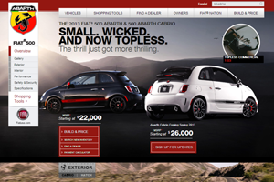 Fiat 500 Abarth Website home page screenshot
