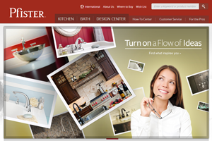 Pfister Faucet Website home page screenshot