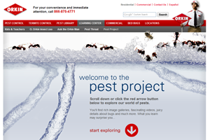 Orkin: The Pest Project Website home page screenshot