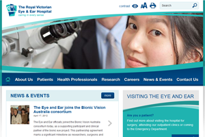 Royal Victorian Eye & Ear Hospital Website home page screenshot