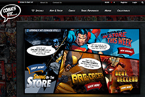 Comics Etc. Website home page screenshot