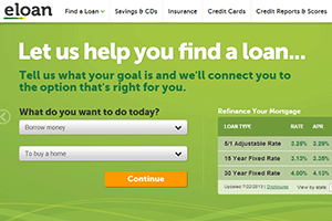 E-LOAN Website home page screenshot