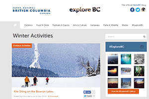 ExploreBC Blog home page screenshot