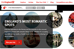 VisitEngland Website home page screenshot