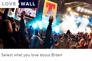 VisitBritain's LoveWall Website home page screenshot